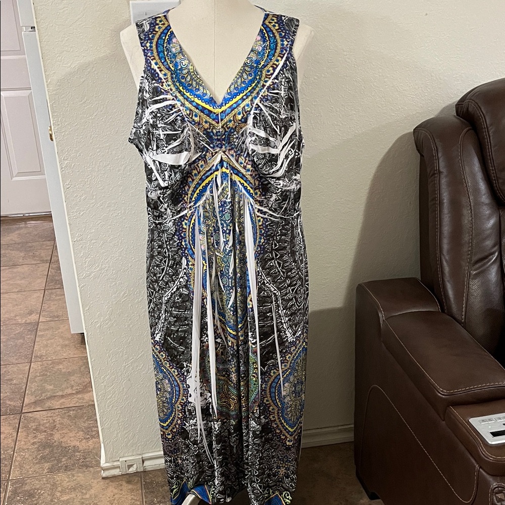 Style & Co. Blue and Black Patterned Maxi Dress